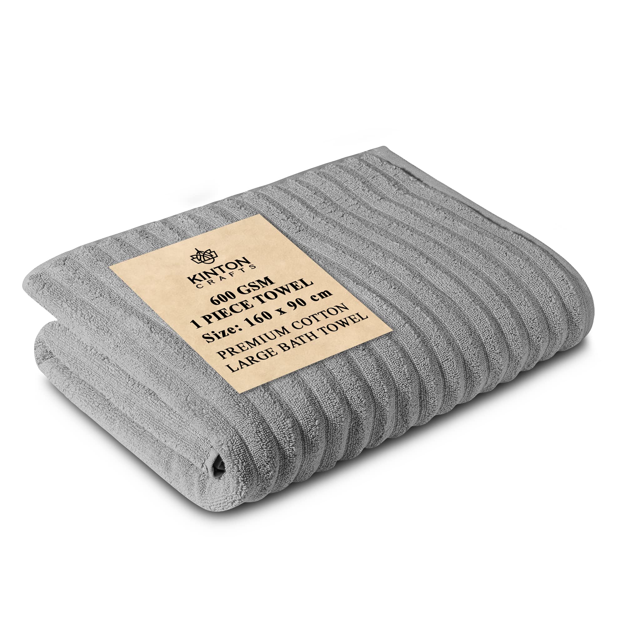 Kinton CraftsJumbo Bath Towels (600GSM) (90x160cm), Premium Cotton Bath Towel for Adults, Full Size Ultra Soft Shower Towels, Quick Drying, High Absorbency Towels for Spa and Daily Use ? Silver