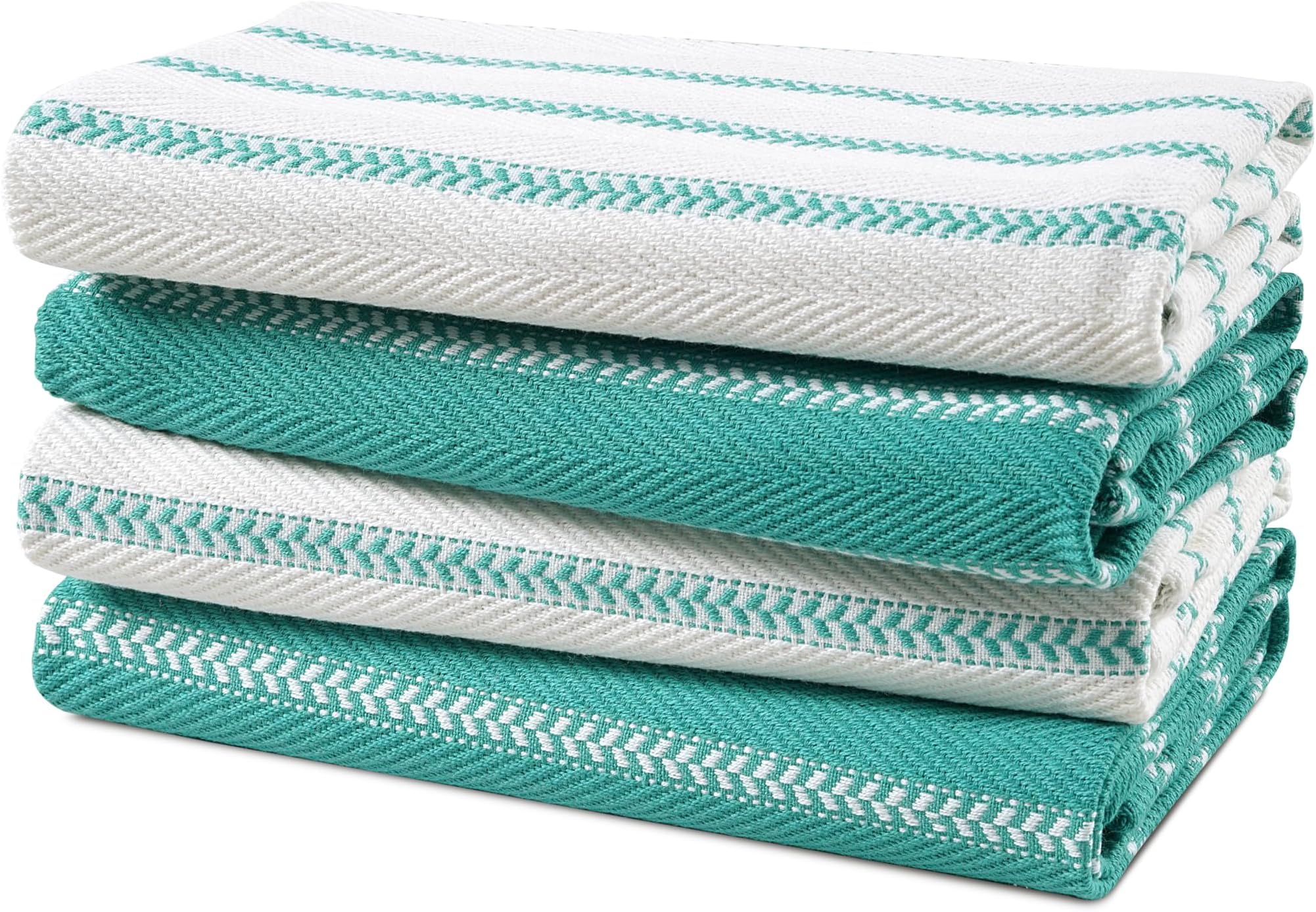 LANE LINEN Kitchen Towels Set - Pack of 4 Cotton Dish Towels for Drying Dishes, 18”x 28”, Absorbent Tea Towels, Quick Drying Kitchen Towel Set - Peacock Blue