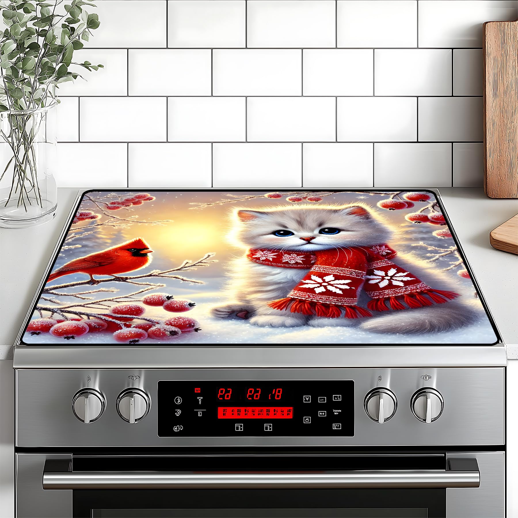 Christmas Stove Top Cover Snowman Stove Top Cover for Home Decoration Kitchen Pad Non-Stick Washable Cooktop Covers Countertop Protector Keep Stove Clean 28"x20" (cat-1)