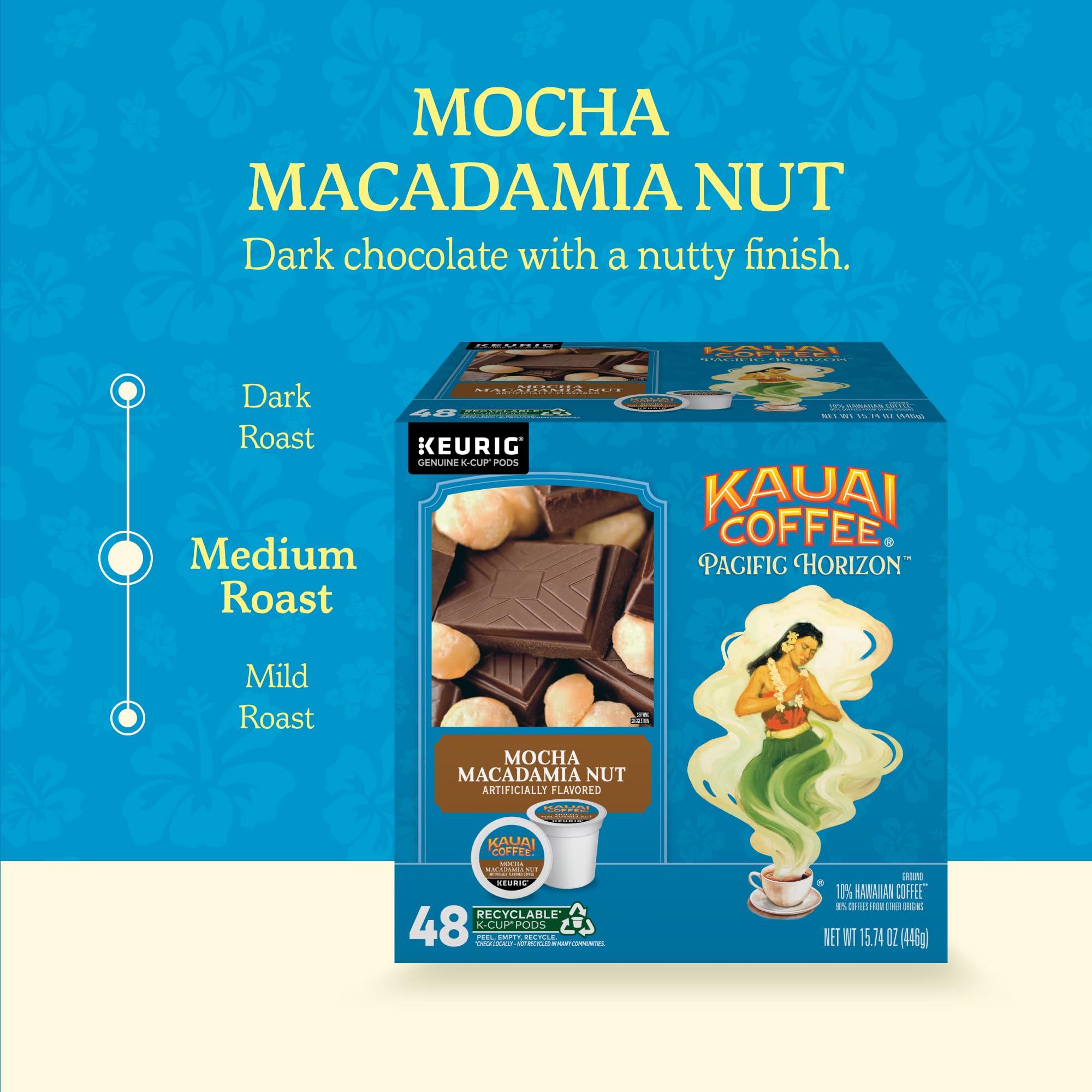 Kauai Coffee Keurig K-Cup - Cápsulas sabor moca y nuez de macadamia (48 unidades)