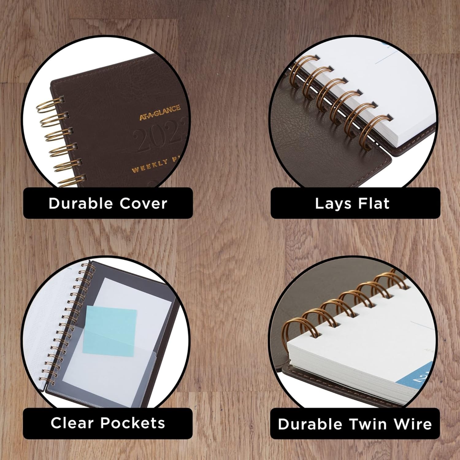 AT-A-GLANCE 2022-2023 Planner, Weekly & Monthly Academic, 8-1/2" x 11", Large, Signature Collection, Brown (YP905A09)