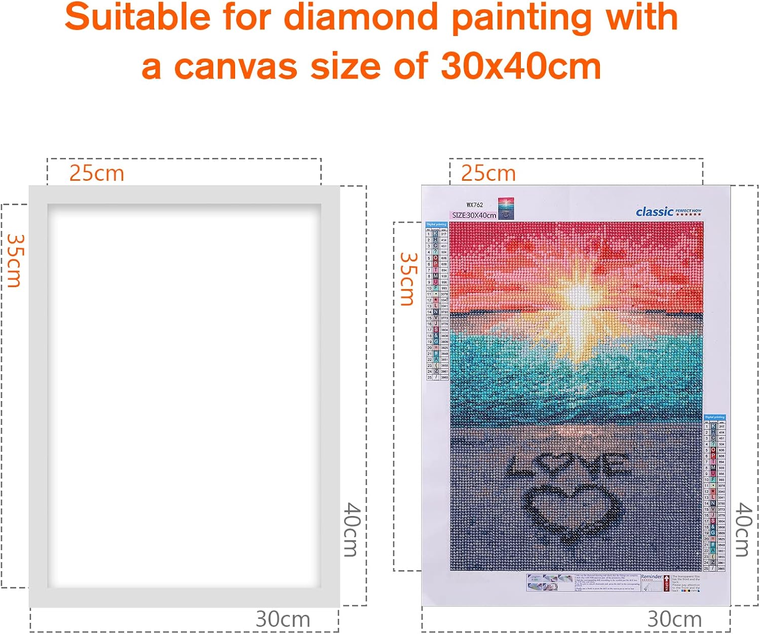 NAIMOER 1Pack Diamond Painting Frames, Frames for 30x40cm/12x16in Diamond Painting Canvas, Magnetic Diamond Art Frame Self-Adhesive, Frames for Wall Window Door Silver-Internal size 25x35cm