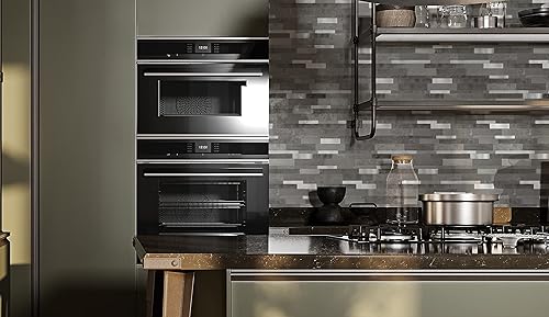 Miniatura 5 de COLAMO Azulejos de piedra sintética gris cemento de lujo, azulejos de mosaico de mezcla de metal de aluminio plateado para salpicaduras de cocina,