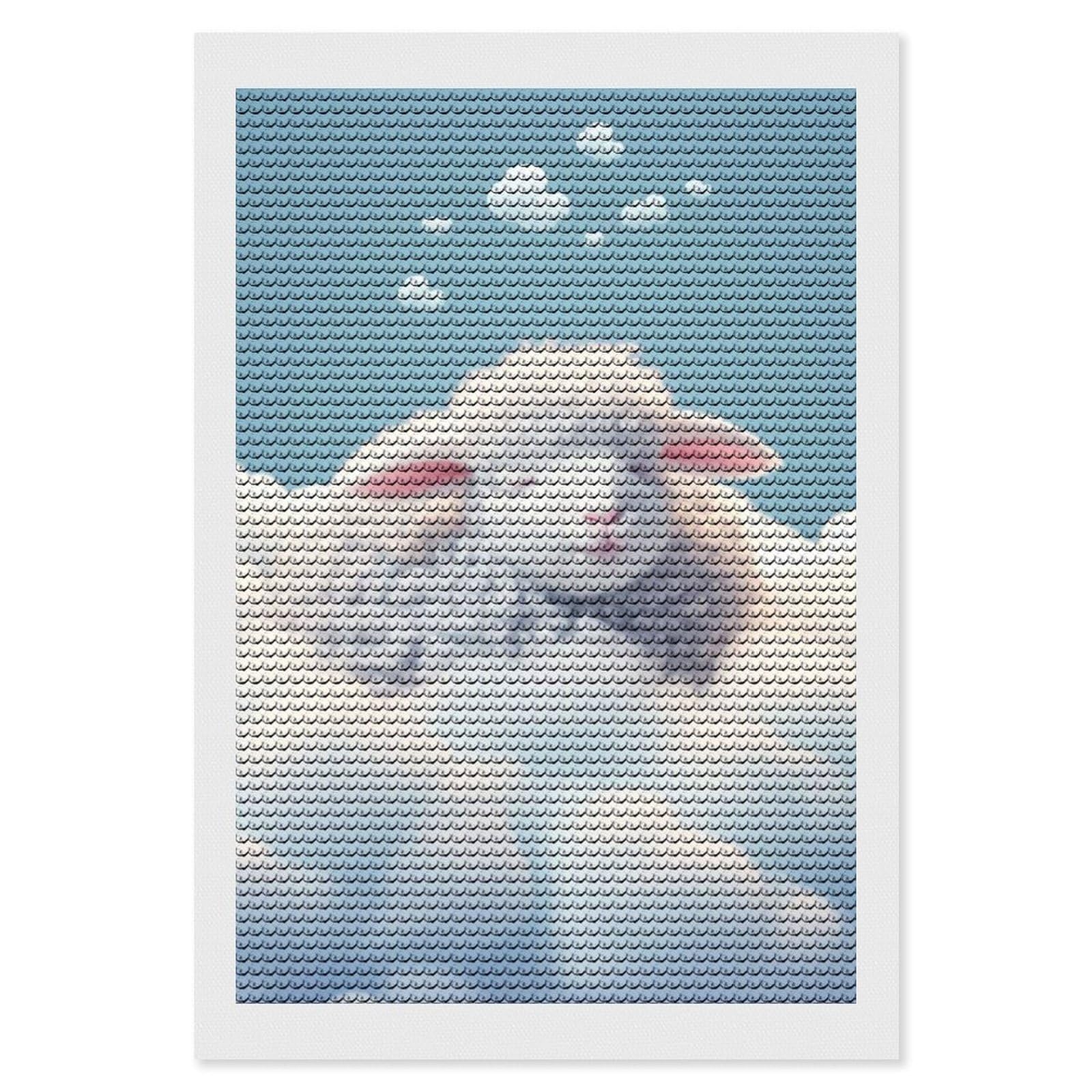 Junmoney Sheep Sleep Diamond Art Kit 8"x12", Neat Printed Canvas, Finish and Display, Relaxing DIY Hobby, Living Room Decor