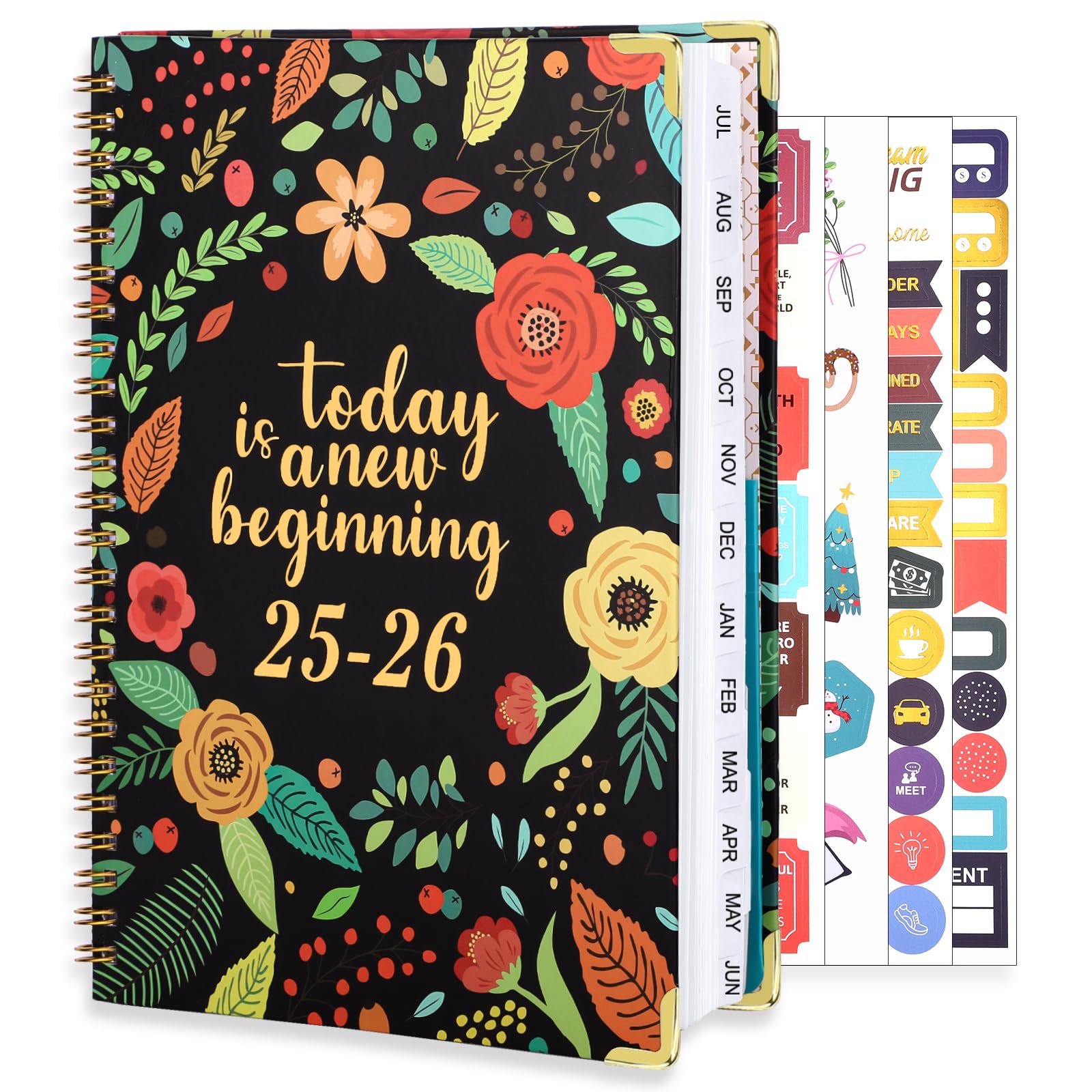 2025-2026 Academic Year Planner - 8.5" X 11" Weekly & Monthly Planner, July 2025 To June 2026, With Tabs & Pocket, Pink Flower