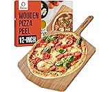 Chef Pomodoro Wooden Pizza Peel 12 inch (30 cm), Lightweight Bamboo Pizza Paddle and Pizza Board for Baking Homemade Pizza and Bread, Wooden Pizza Board, Pizza Serving Board, Pizza Oven Accessories