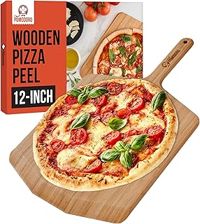 Chef Pomodoro 12-inch Bamboo Pizza Peel, Wooden Pizza Peel 12 Inch, Homemade Wood Pizza Peel with Handle, Pizza Oven Accessories, Spatula Gourmet