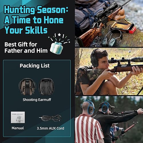 Vista 20 de ZOHAN EM054 Electronic Ear Protection for Shooting Range with Sound Amplification Noise Reduction, Ear Muffs for Gun Range Electrónico-azul y púrpura