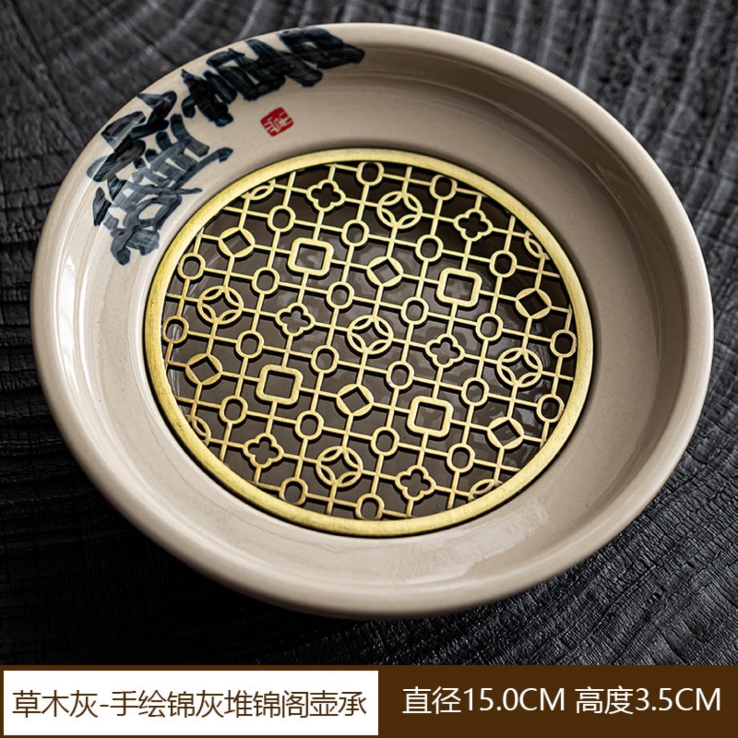 灰色釉下手写锦阁壶承陶瓷功夫茶具配 Ceramic Kung Fu Tea Set,teapot,Teacups,warming Wedding Birthday Gift,Tea Tray Chinese,Dishwasher Safe 灰色-手绘锦灰堆锦阁壶承