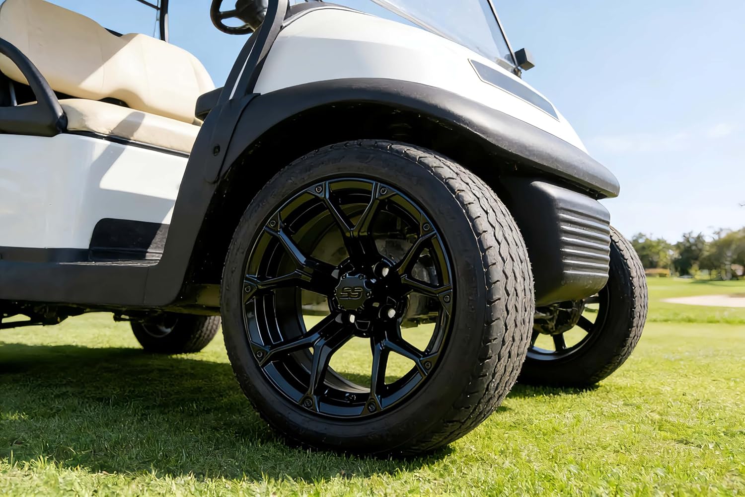 Golf Cart SS Wheel Center Cap Cover, ITP Push in Style Wheel Hub Caps Dust Cover for EZGO Club Car Yamaha and Other Models 8,10,12,14 inch Wheel,4 PCS(Gloss Black with Black SS)