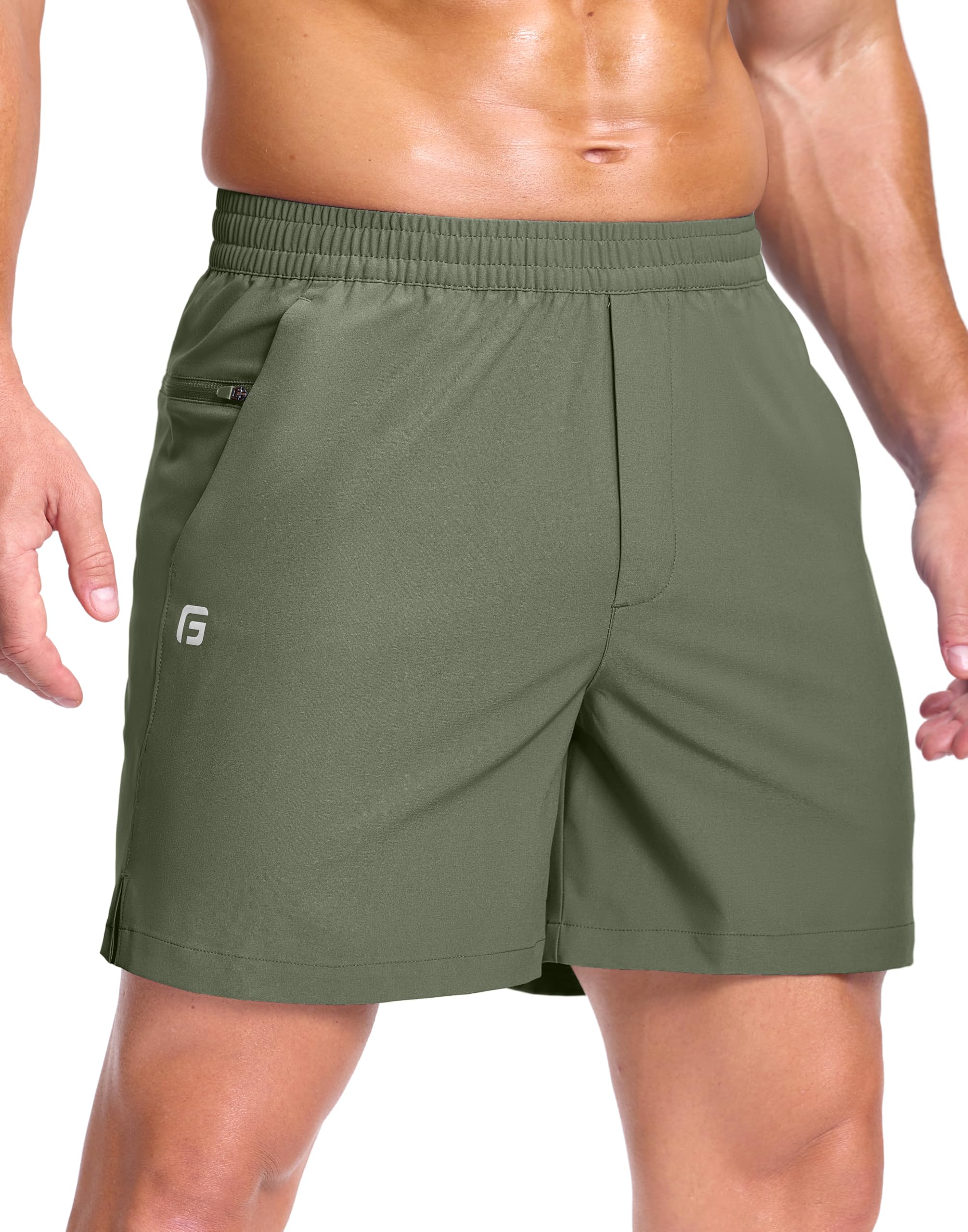 GGJ Men's Lightweight Athletic Shorts with 2 Zipper Pockets 7"/9"/5" Gym Workout Running Quick Dry Tennis Shorts for Men