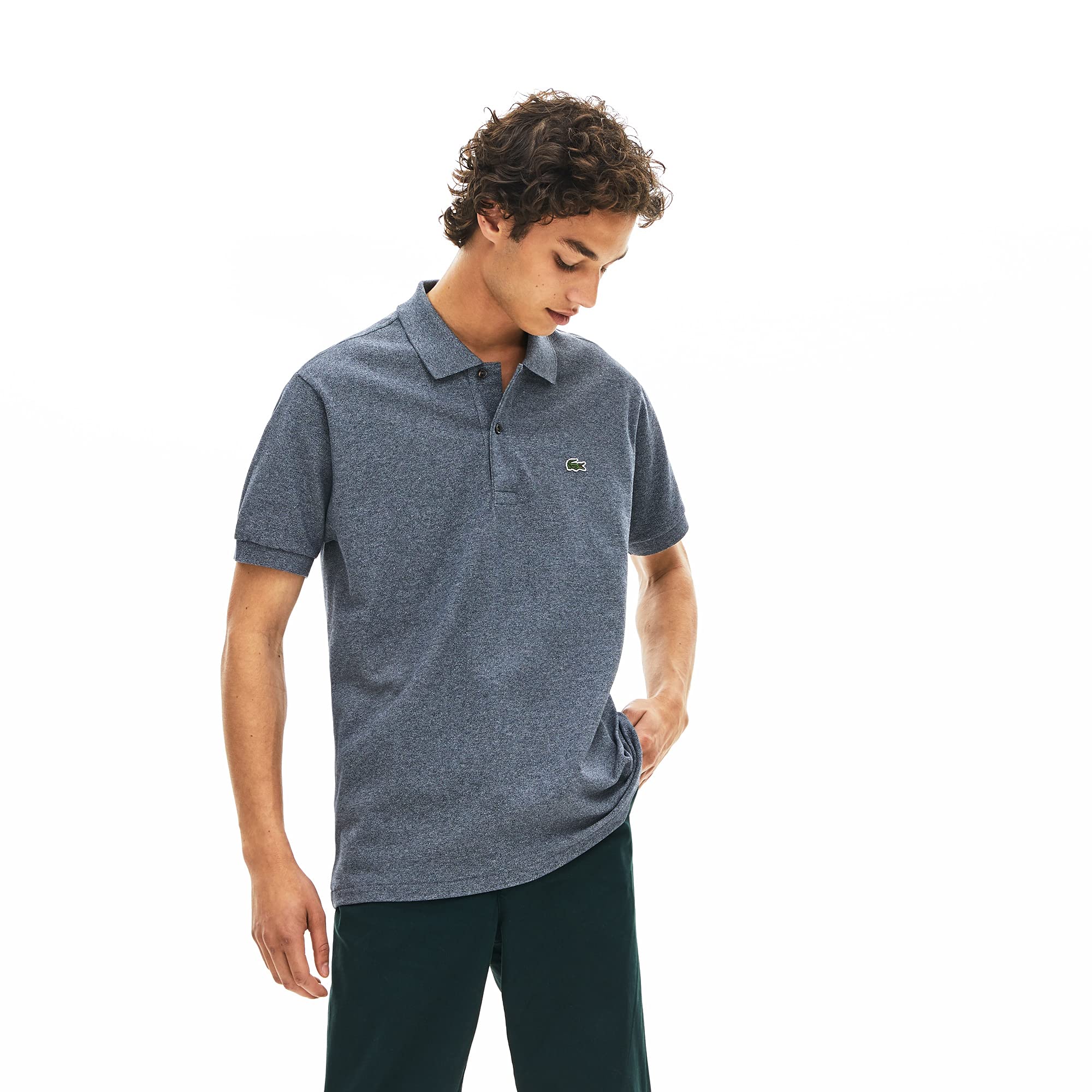 lacoste Men's Solid Classic Fit Polo Shirt (L1264 E8G_Blue L)-picture-13