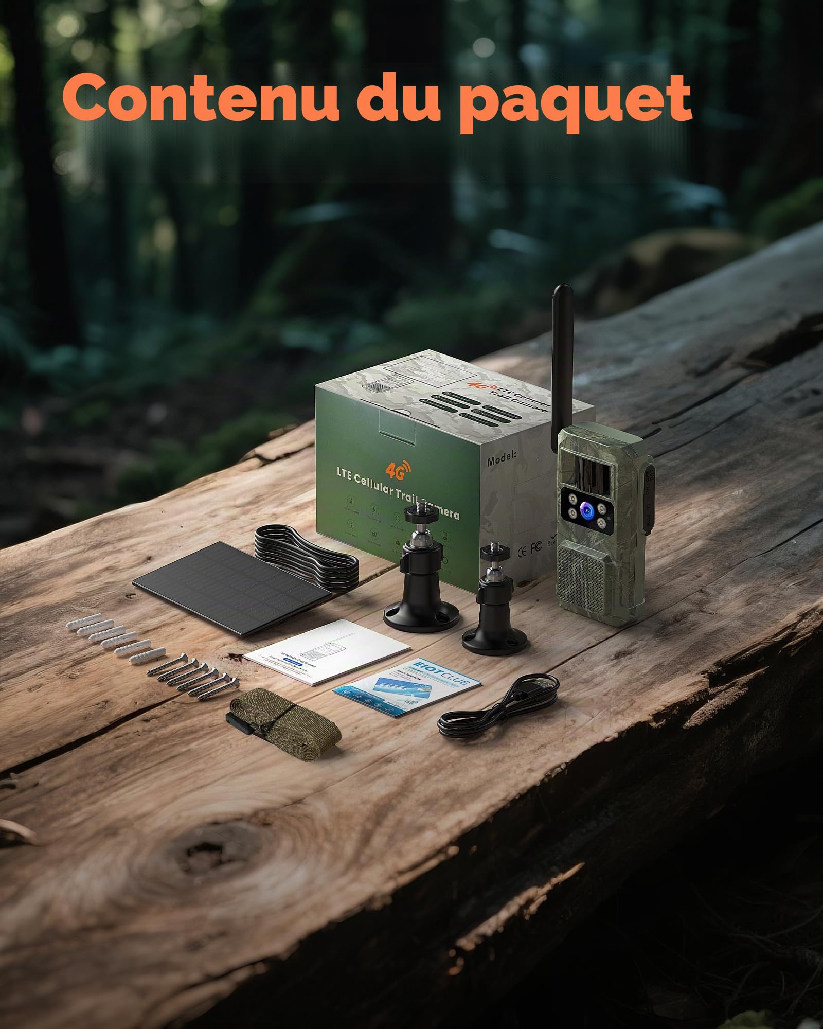 BECAMSO 4G LTE Camera de Chasse Solaire: 2.7K HD Caméra Surveillance Exterieur sans Fil - Couleur Vision Nocturne Animaux Cameras avec Carte SIM 8000mAh Batterie IP66 Imperméable