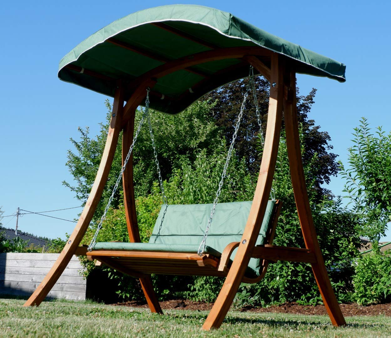 Design balancelle de Jardin Fauteuil de Jardin mélèze Bois avec Toit modèle Rio-Vert de AS-S