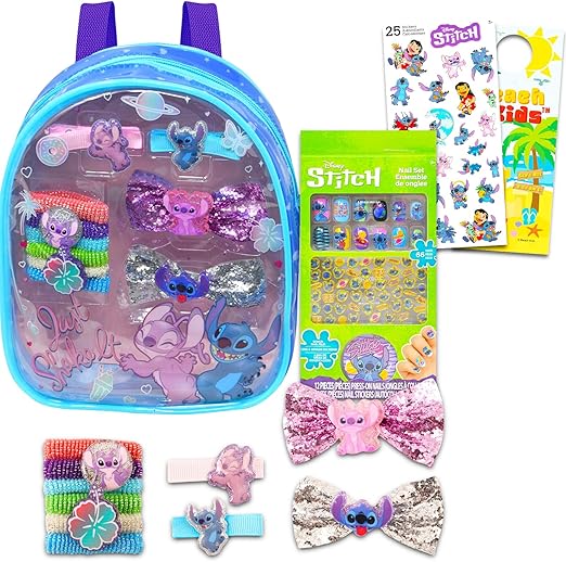 Stitch Cosmetic Set for Girls ~ Lilo and Stitch Dress Up Party Supplies with Stitch Makeup, Shoulder Bag, Stickers and More | Stitch Pretend Play