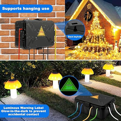 Miniatura 6 de Hrensaw Caja eléctrica grande para exteriores impermeable (12.5 x 8.5 x 5 pulgadas), cubiertas de salida impermeables IP54 para exteriores