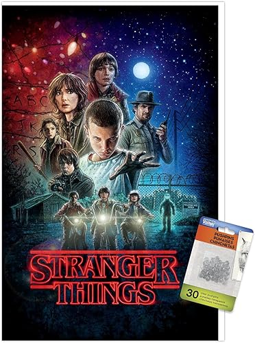Trends International Netflix Stranger Things - Póster de pared de una hoja, 22.375 x 34 pulgadas, paquete de póster y alfiler