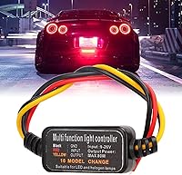 Vista 3 de Bnineteenteam 4 unidades de módulo intermitente de controlador estroboscópico de flash, 16 modos ajustables DC9-26V LED de luz de freno intermitente