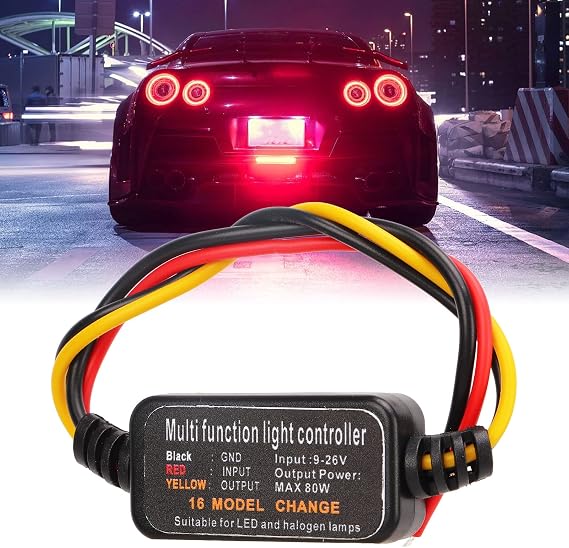 Brake Light Flasher Strobe Controller, Pack of 4 DC 9-26V LED 16 Blinking Modes Adjustable Flash Controller for Car Motorcycle