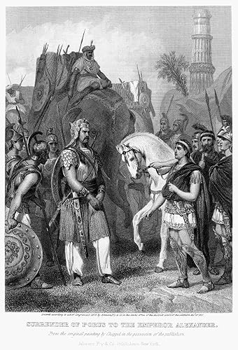 Alexander The Great N(356-323 BC) rey de Macedonia Alexander acepta la entrega de Porus King de la región del Punjab Septentrional después de