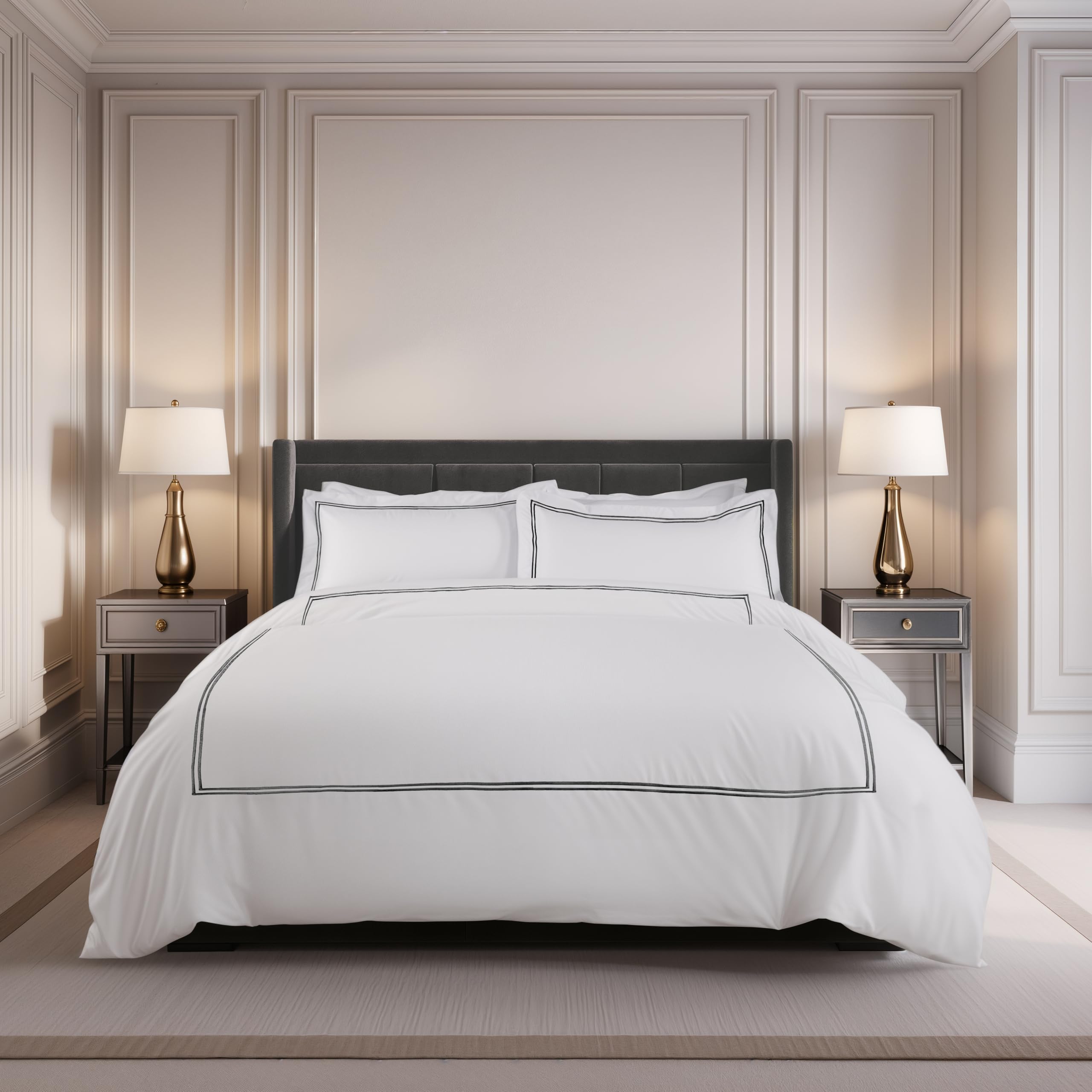 Emma Barclay  Grey Duvet Embroidered Set Oxford Pillowcases Mayfair in Size King, Sports Direct