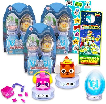 Pet Simulator Blind Bags Set - Bundle with 12 Mystery Mini Figures | Roblox Pet Simulator Mystery Figures Bulk Pack Plus Stickers, More | Roblox Mystery Figure Pack for Kids