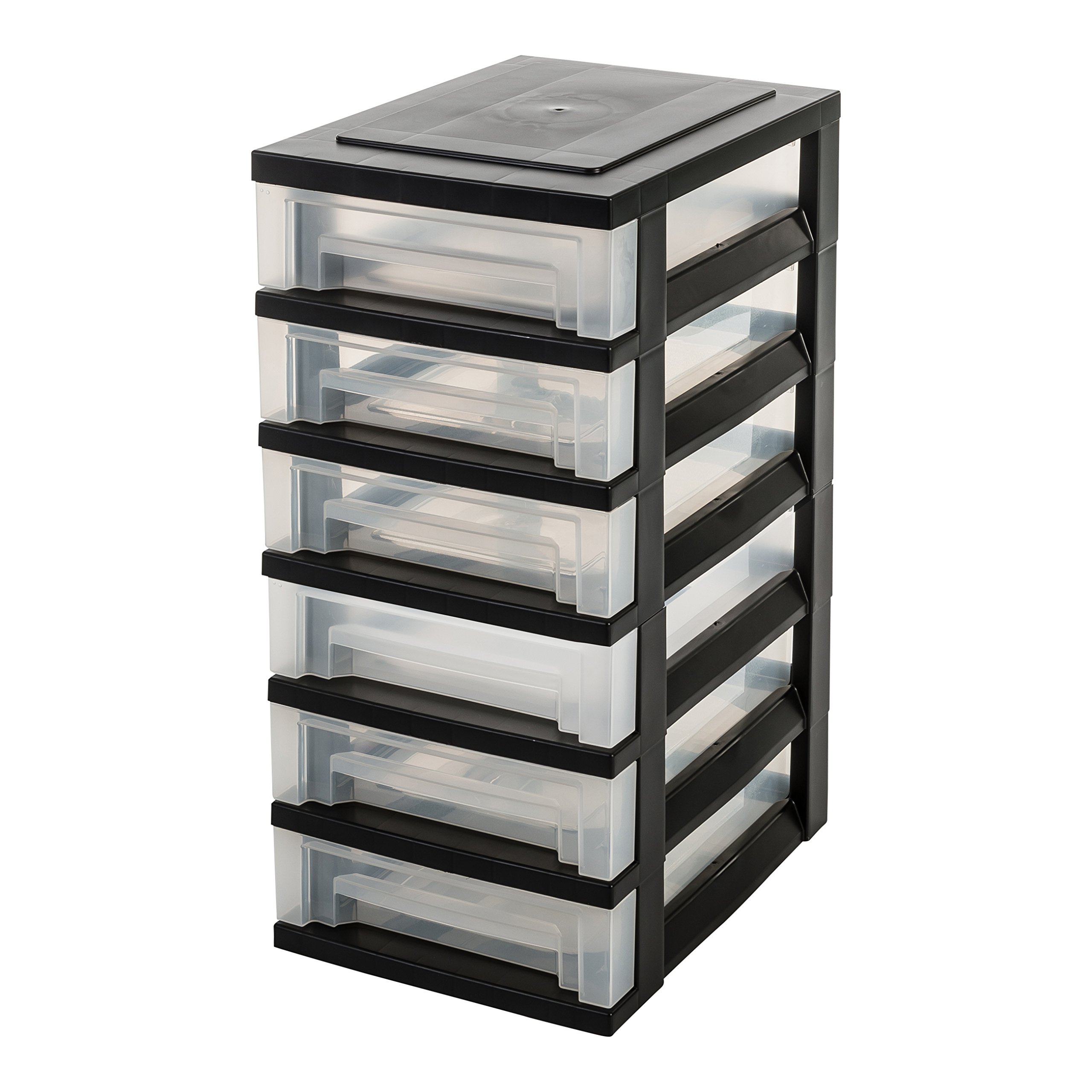 Iris Ohyama, Storage chest, tower, 6 drawers of 7 L, with wheels, ergonomic handles, office