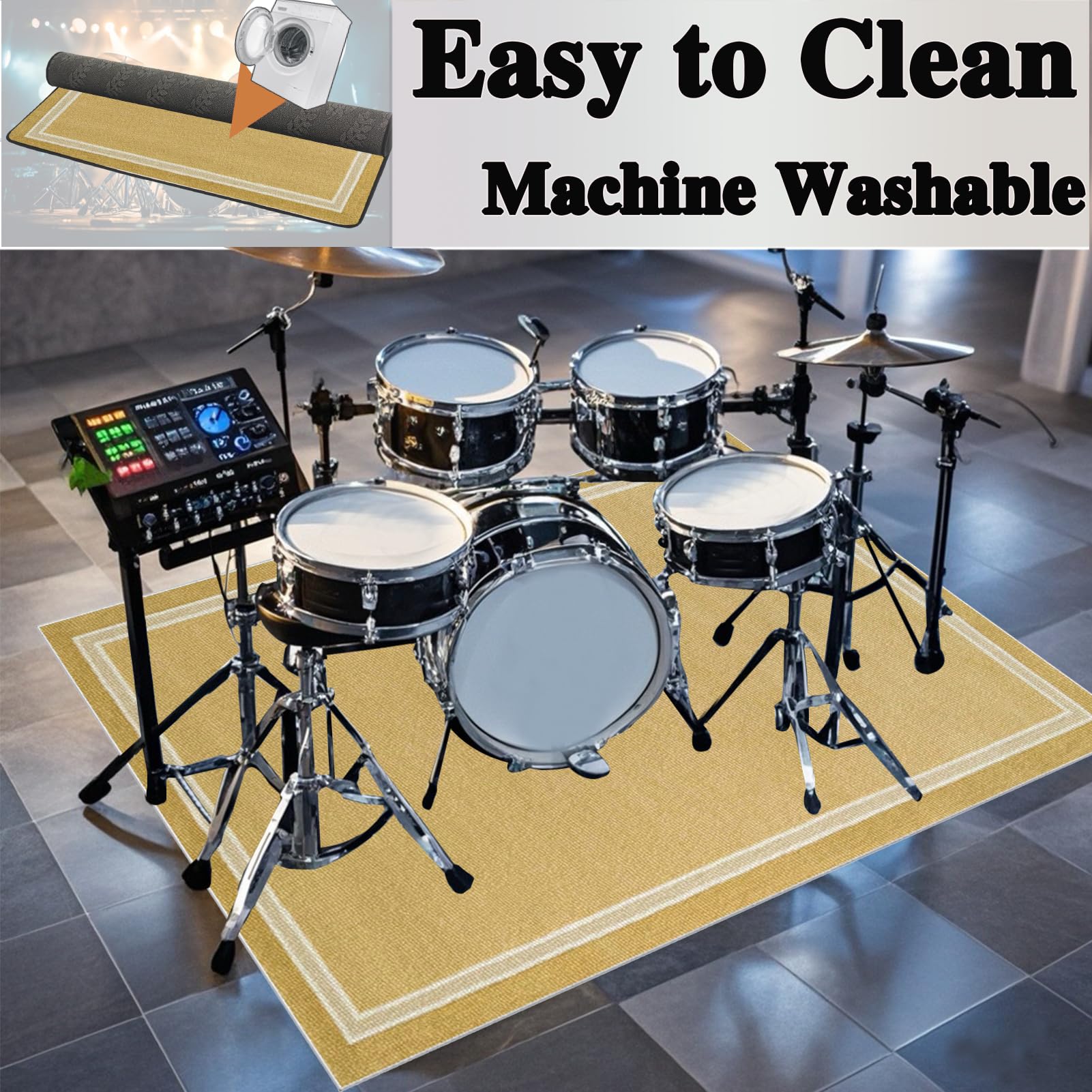 230 x 180 cm Tappeti per Batteria Elettronica Tappeto Insonorizzato Professionale Tappetino Batteria Tappeto Drum Tappetino per Batteria Acustica Coperta Antiscivolo Insonorizzata