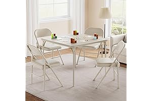 IDEALHOUSE 5-Piece Folding Card Table with 4 Upholstered Chairs