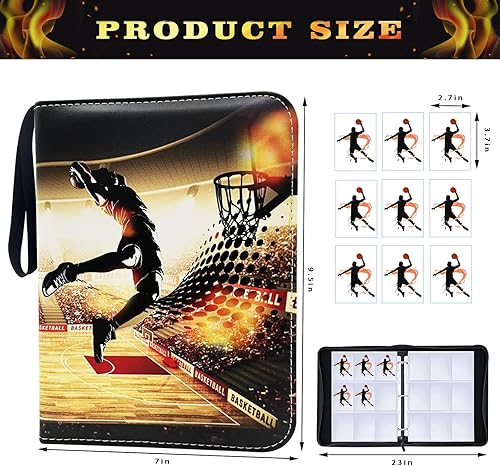 Miniatura 2 de Carpeta de tarjetas de baloncesto para 900 tarjetas, 9 bolsillos, colecciones de tarjetas, 50 páginas, soporte de tarjetas de doble cara con