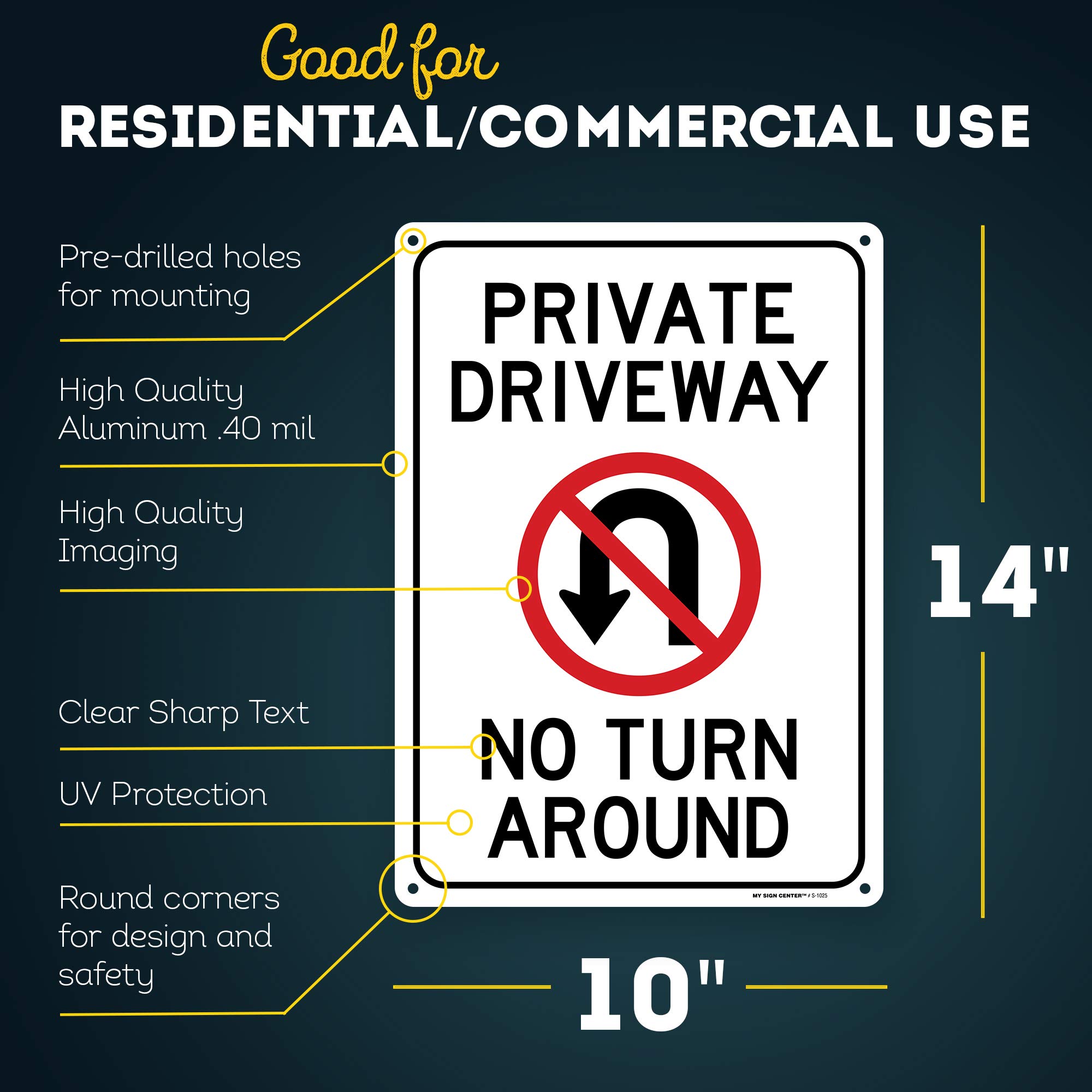 Amazon.com: Private Driveway No Turn around Sign,10'x14' 0.40 Amazon.com: Private Driveway No Turn around Sign,10'x14' 0.40