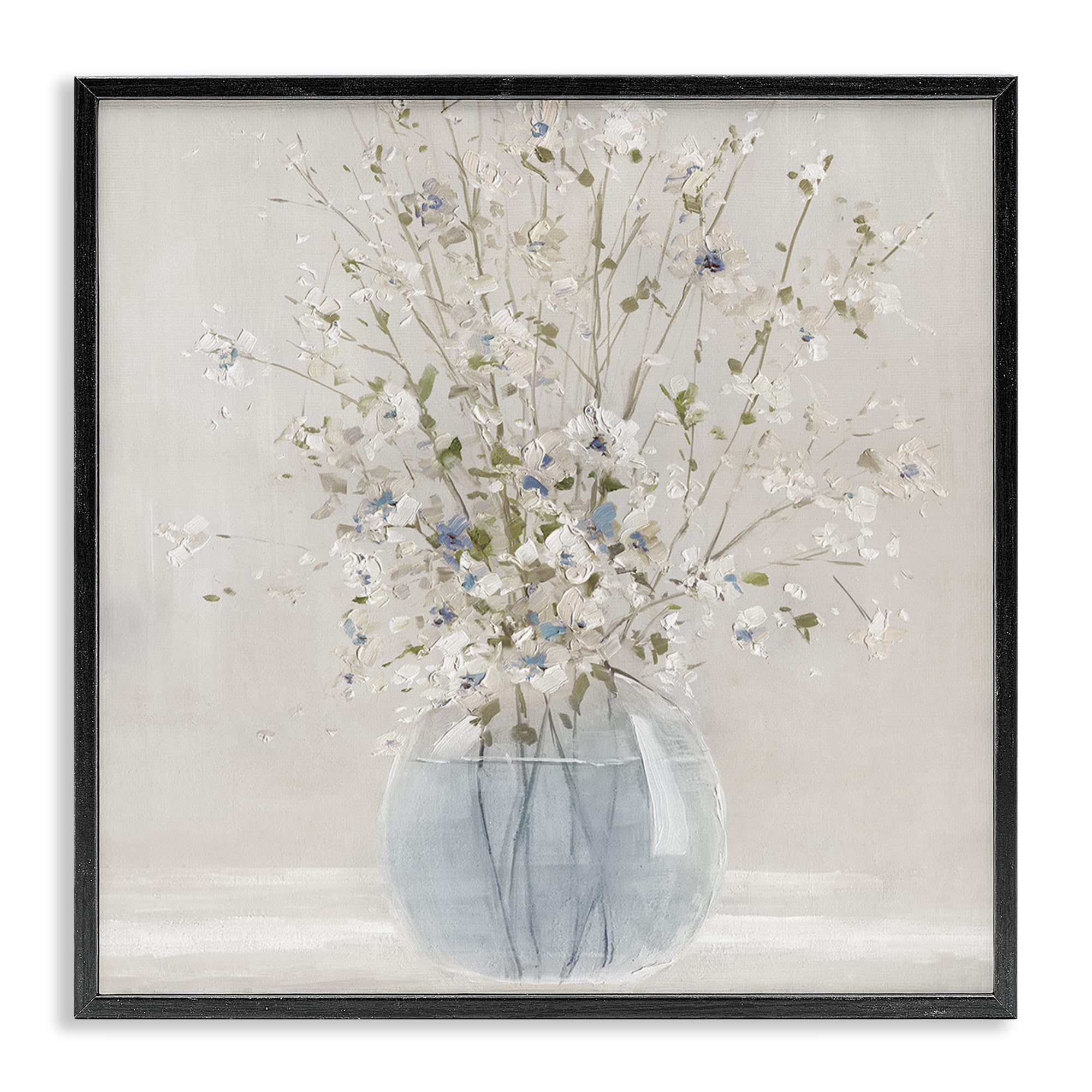 Stupell Industries 'Serene Glass Vase Bouquet', Framed Giclee Art, Black, 17 x 17 Inches, Easy to Hang and Sturdy, Made in USA, by Carol Robinson