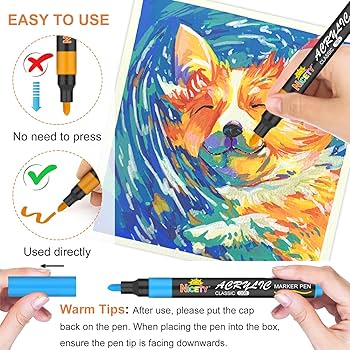 Set De 100 Feutres Acryliques Gelanty - Pointe Fine Et Pinceau - Encre à Base D'eau Pour Bois, Verre, Céramique