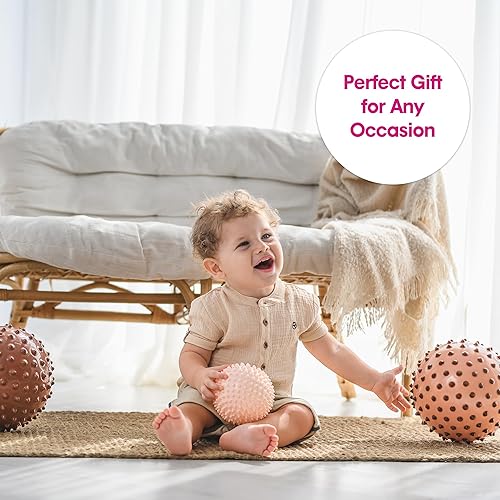 Miniatura 8 de Edushape Bolas sensoriales originales para bebé, paquete de Mega Pack Boho Chic  Bolas de bebé surtidas que ayudan a mejorar las habilidades motoras