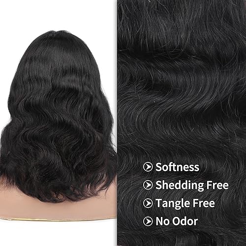 Miniatura 4 de WIGNEE Pelucas de cabello humano ondulado natural con flequillo, pelucas de cabello humano sin pegamento, pelucas de cabello humano ondulado con