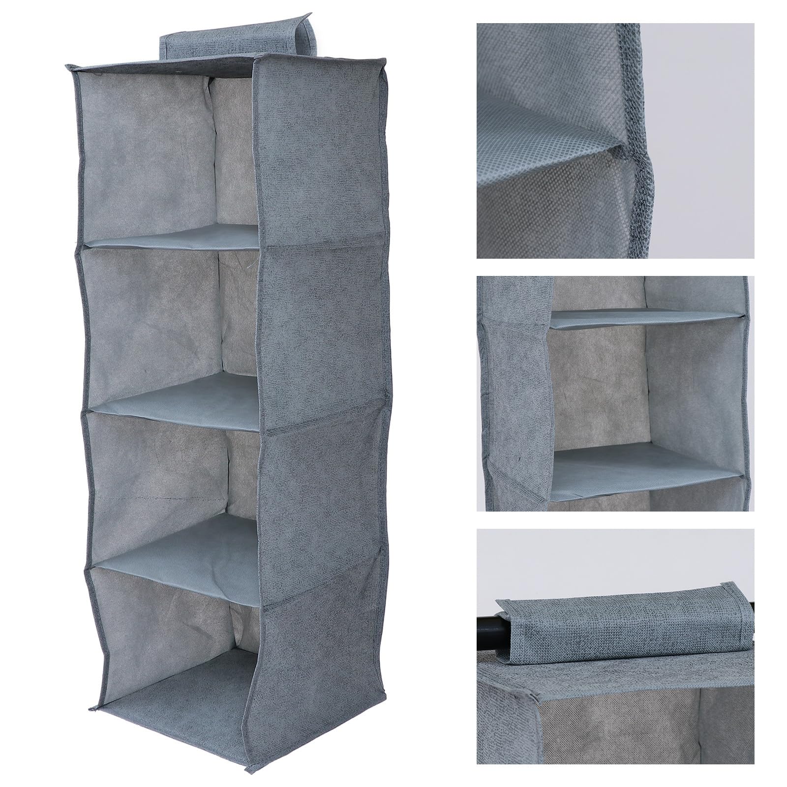 SOLUSTRE Organizador de Armario Colgante Multiusos No Tejida Lavable y Cajón de Almacenamiento Gris de Espacio para Ropa y Accesorios