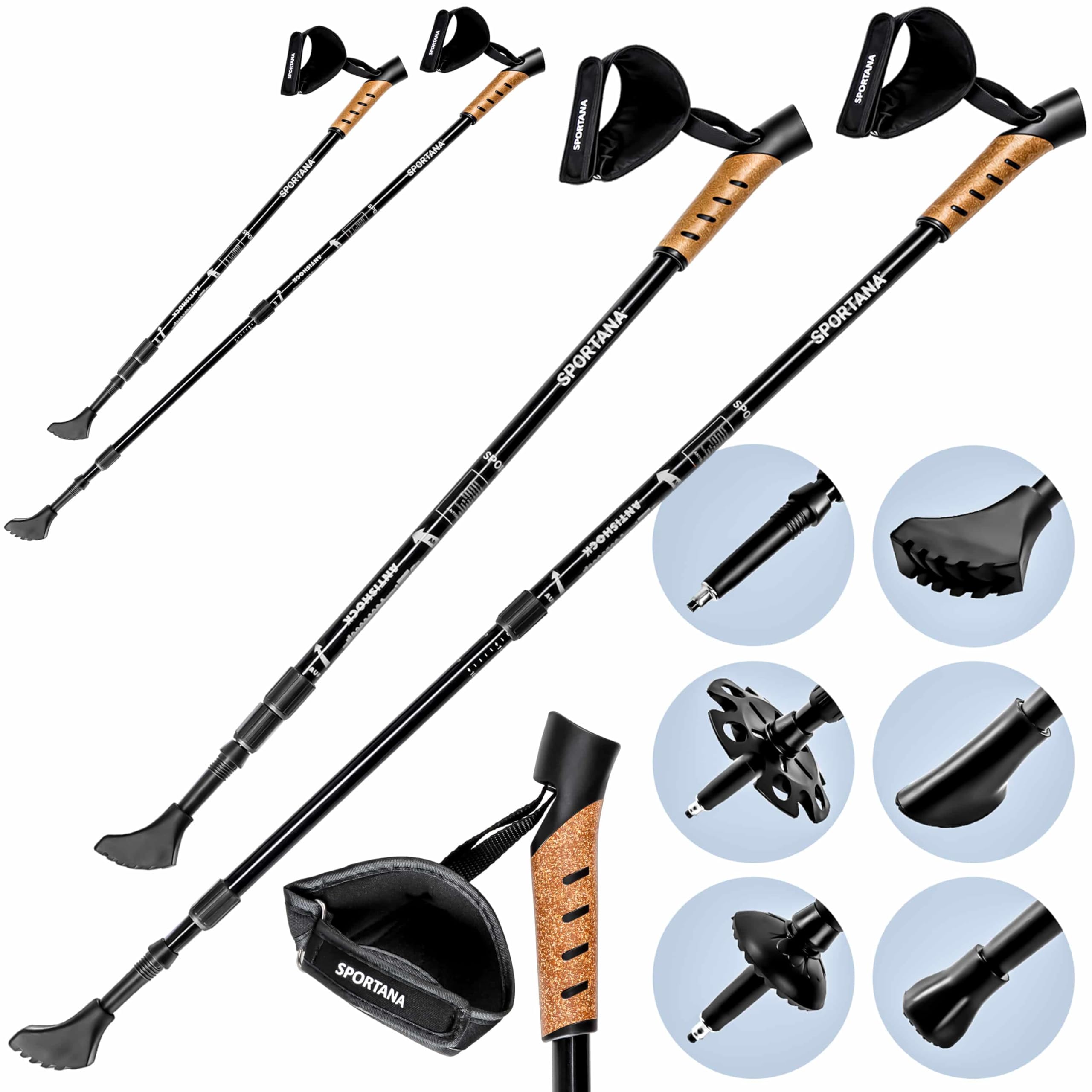 Wanderstöcke Teleskop Aufsätze Gummipuffer Nordic Walking Stöcke Verstellbar 68-135cm Dämpfung Leicht Alu Kork Herren Damen Trekkingstöcke