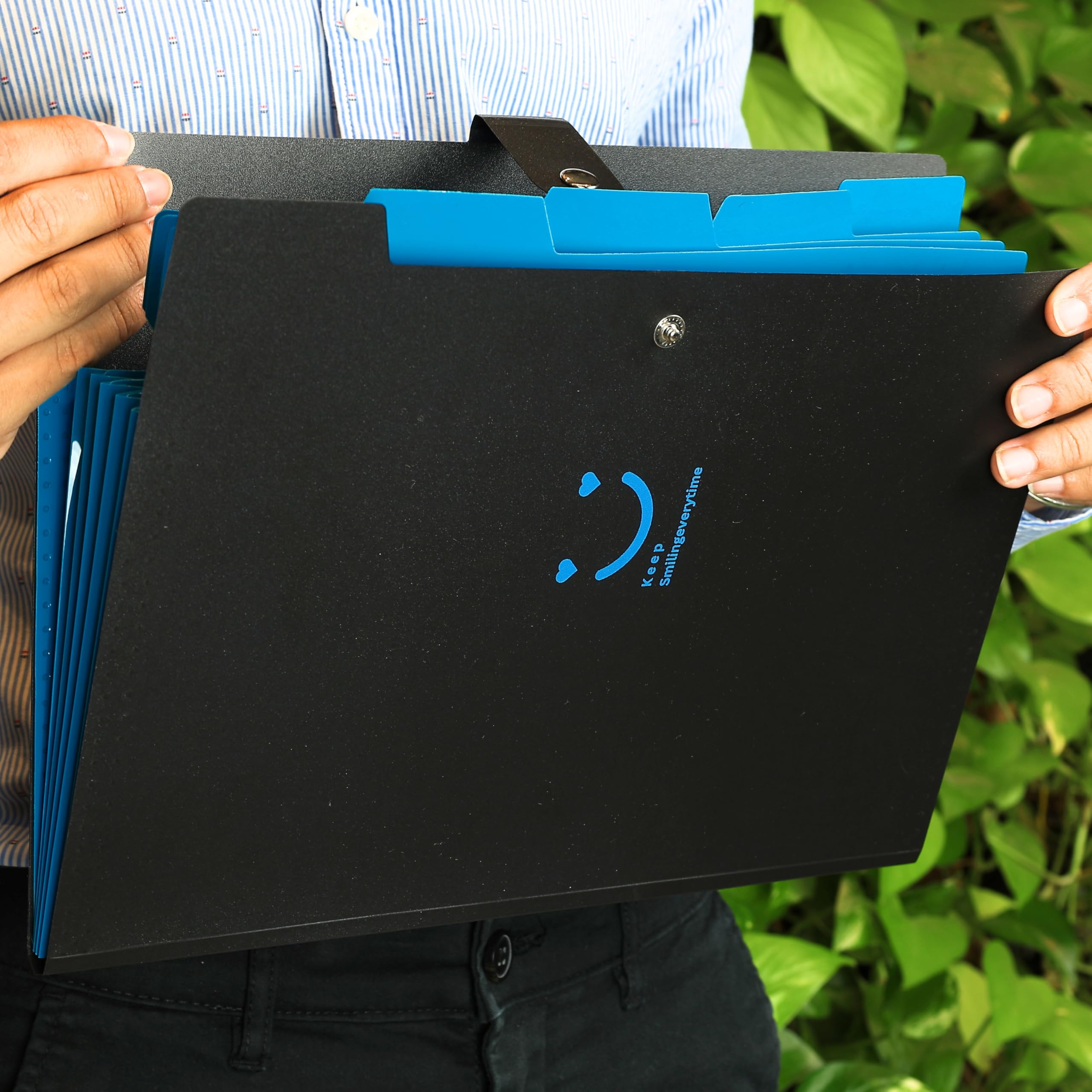 SPS Cartella portadocumenti espandibile con 5 tasche, design smile, adatta per documenti formato A4 e lettera, cartelle a fisarmonica, portadocumenti per ufficio, scuola e uso domestico (confezione da