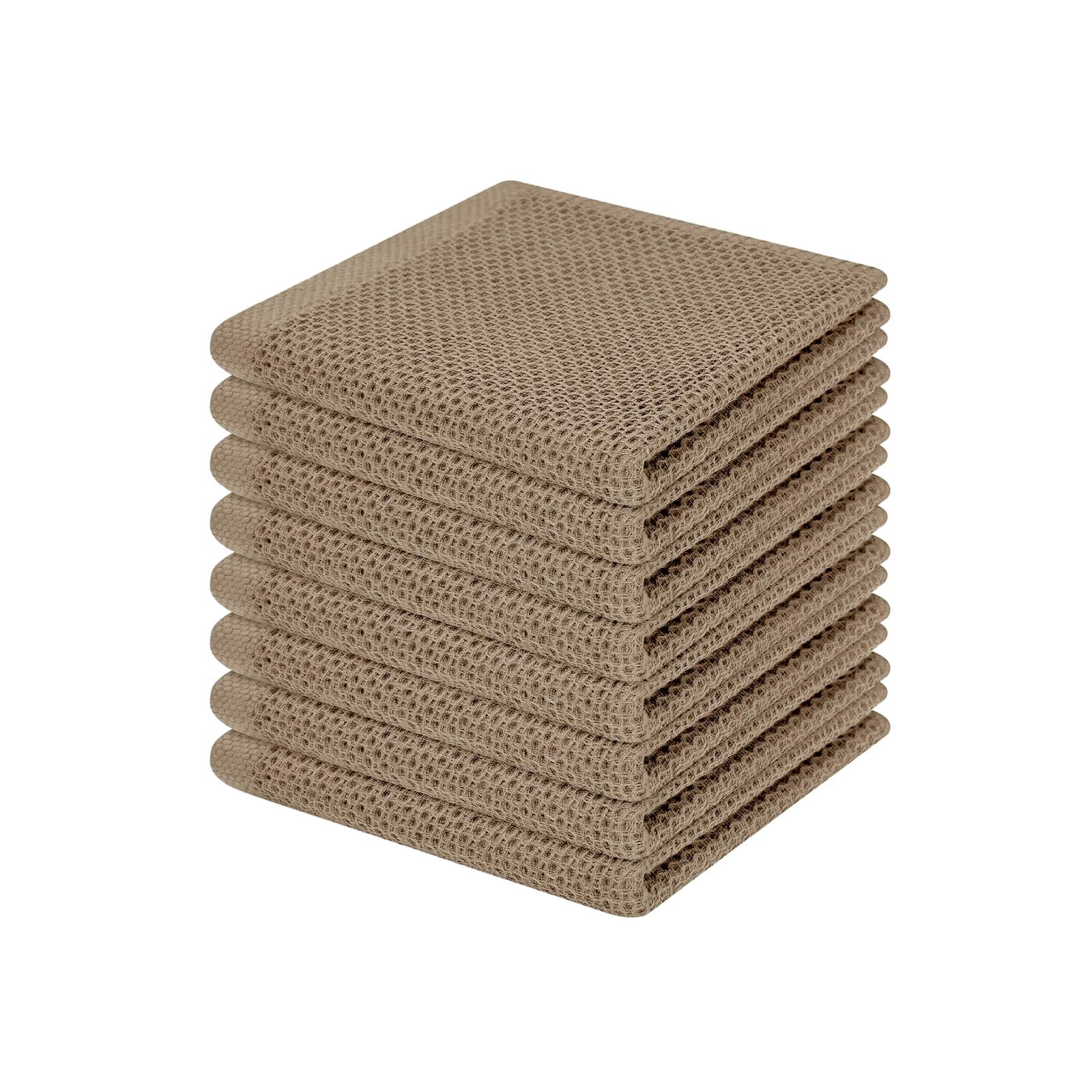 Homaxy 100% Cotton Waffle Weave Kitchen Dish Cloths, Ultra Soft Absorbent Quick Drying Dish Towels, 12 x 12 Inches, 8-Pack, Tan — image 1