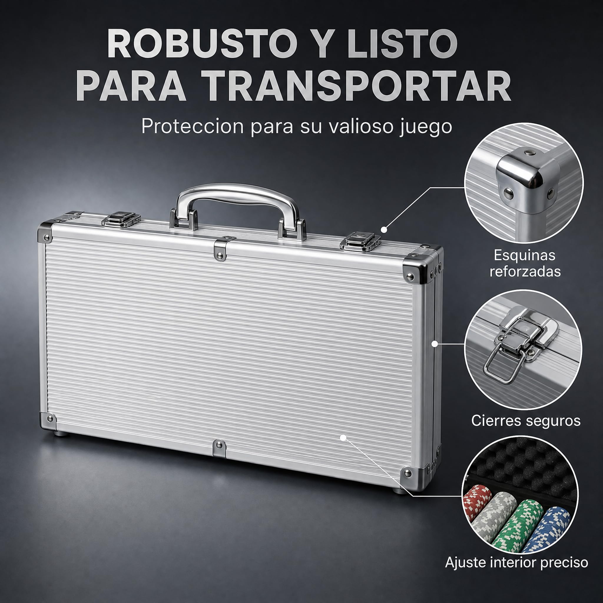 HEITOK Juego de Fichas de Póker 500 Fichas Numeradas – 11,5g con Denominaciones y Estuche Robusto para Adultos