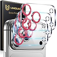 Vista 82 de UniqueMe para Paquete de 3 Protectores de Lente de Cámara para iPhone 15 Pro/iPhone 15 Pro Max, [Protección contra Caídas] [Compatible con Fundas]