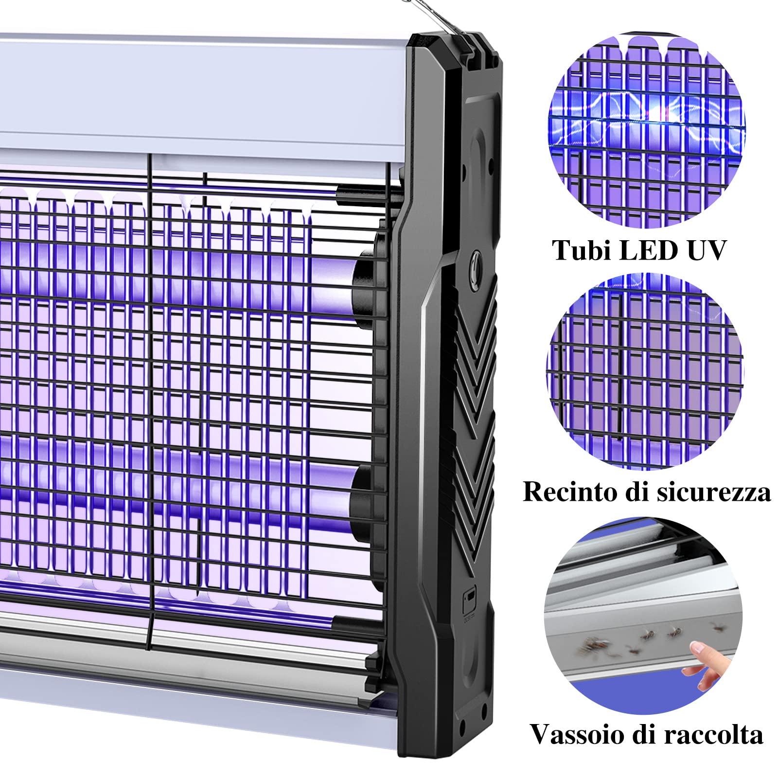 PALONE Lampada Antizanzare 3200V, USB Zanzariera Elettrica, UV LED Lampada Zanzare Protezione al Tatto con Catena und Vassoio per l'uso in interni e nel patio