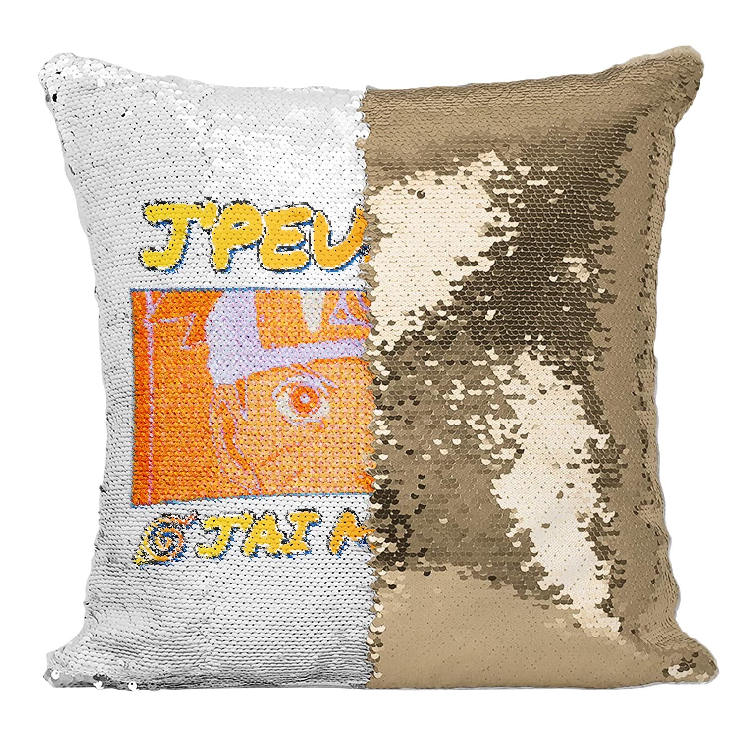 Coussin Paillettes Doré Uzumaki pour soirée anime dans le salon