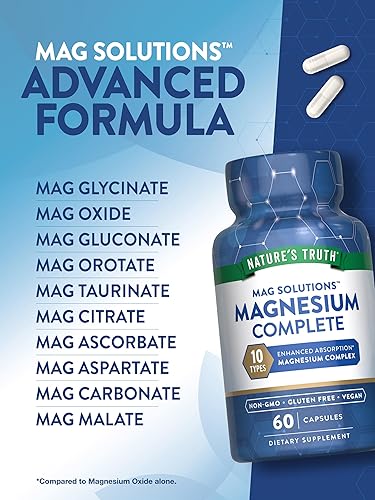 Miniatura 4 de Nature's Truth Suplemento Complejo de Magnesio 10 Formas  300 mg  60 cápsulas  Glicinato, Citrato, Plus More  Vegano, sin OMG y sin gluten