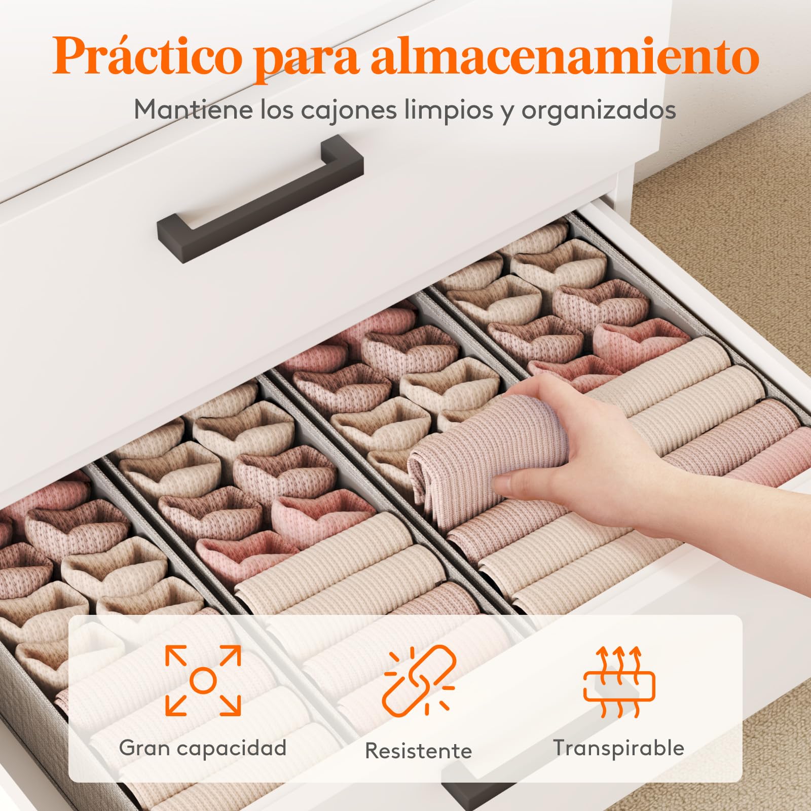 Lifewit Juego de 16 organizadores dobles Hemnes para cómoda con base estable, organizador de armario, cajones, sistema de organización para cambiar pañales, ropa infantil, camisetas, ropa interior