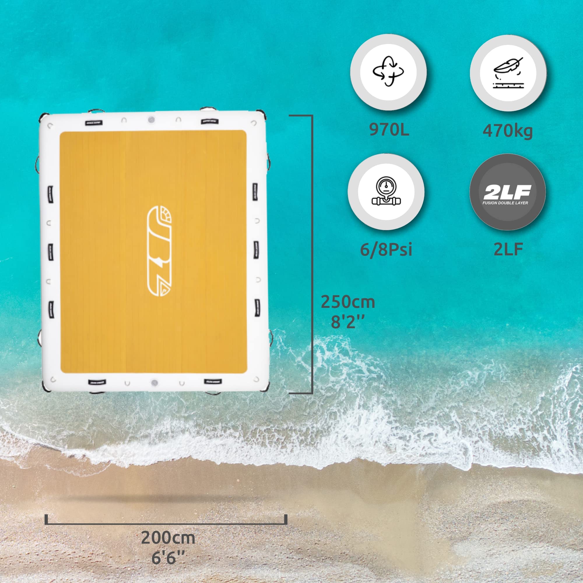 JBAY.Zone Piattaforma Gonfiabile JDOCK 7'8'' Relax Island Cm 250x200x20