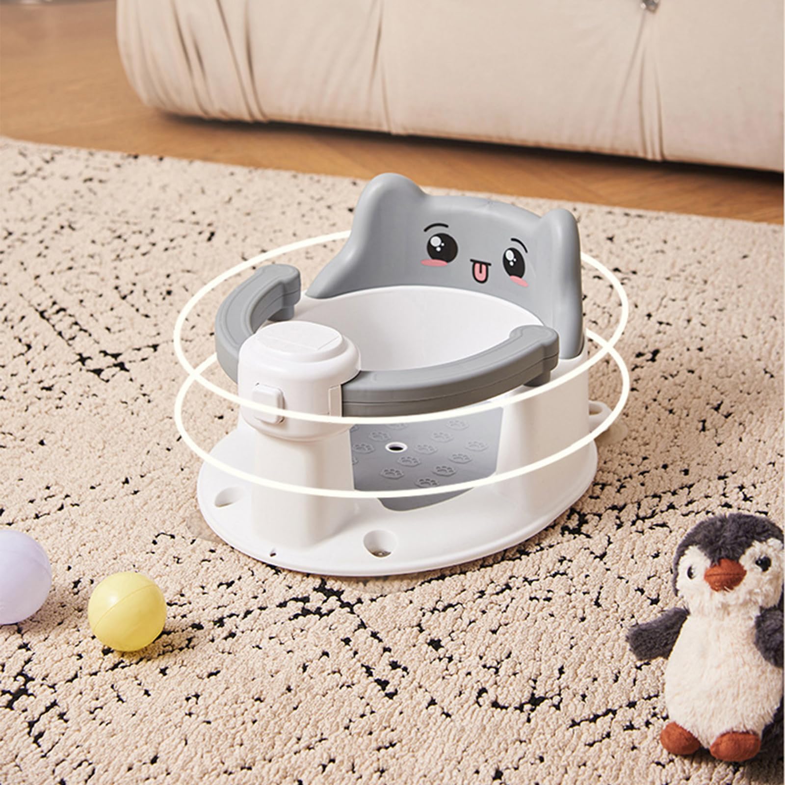 Asiento de baño para bebé con ventosas inferiores, asiento de bañera que proporciona respaldo para bebés de 6 a 15 meses