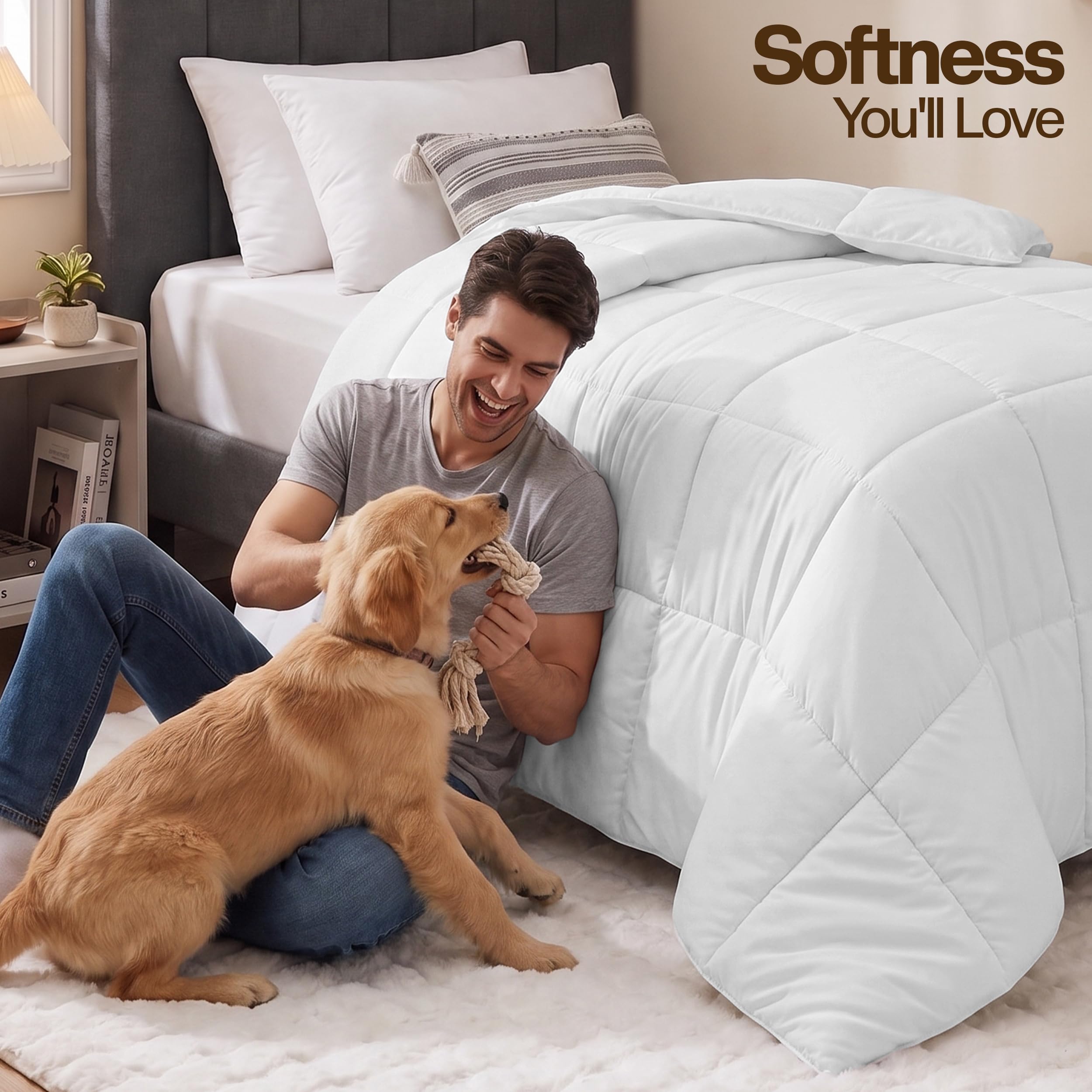 Best Twin Comforter Size Picks for 2026 2 Utopia Bedding Twin Comforter Duvet Insert, Quilted White Comforter with Corner — product photo