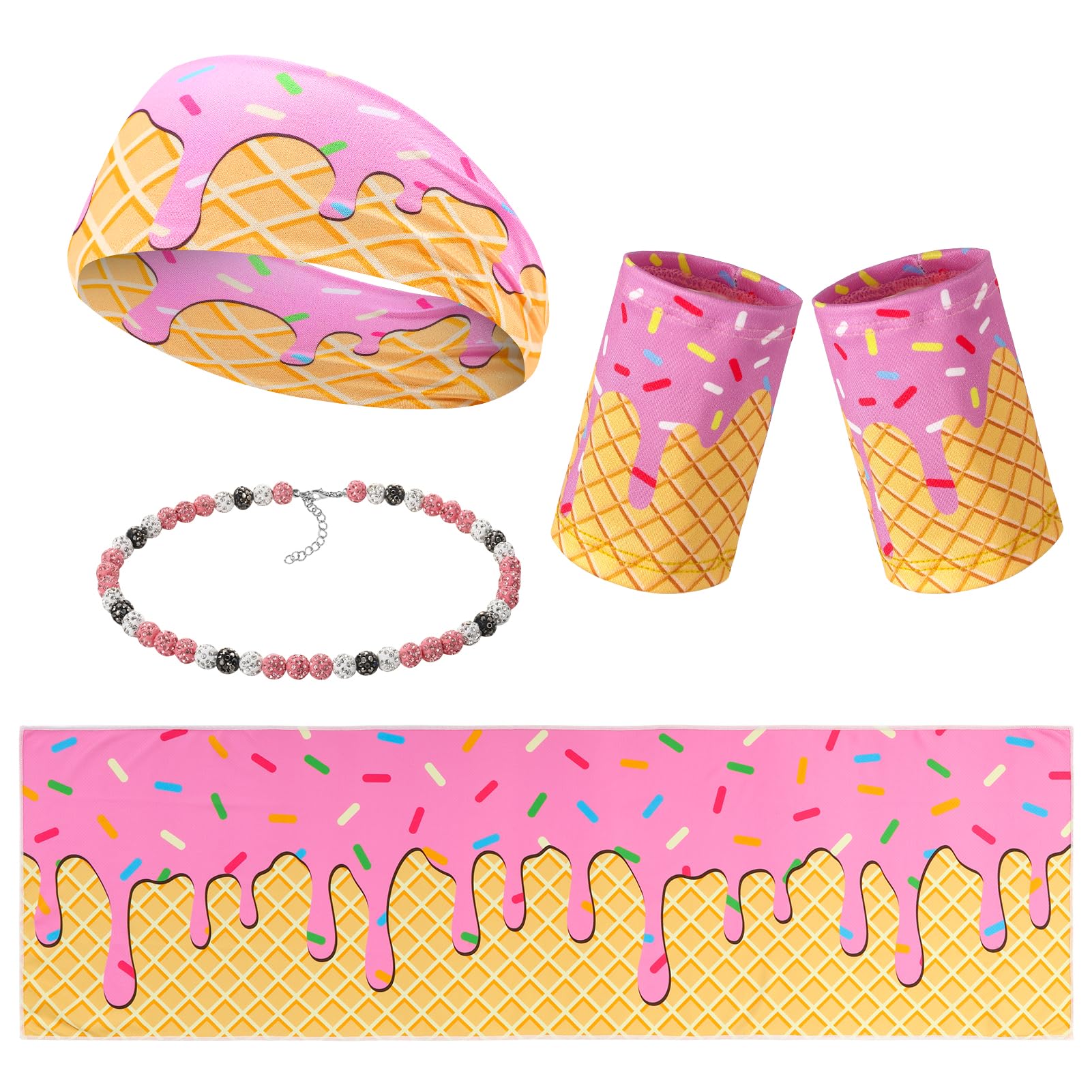 4 Pcs Ice Cream Drip Baseball Accessories Baseball Headband and Wristbands