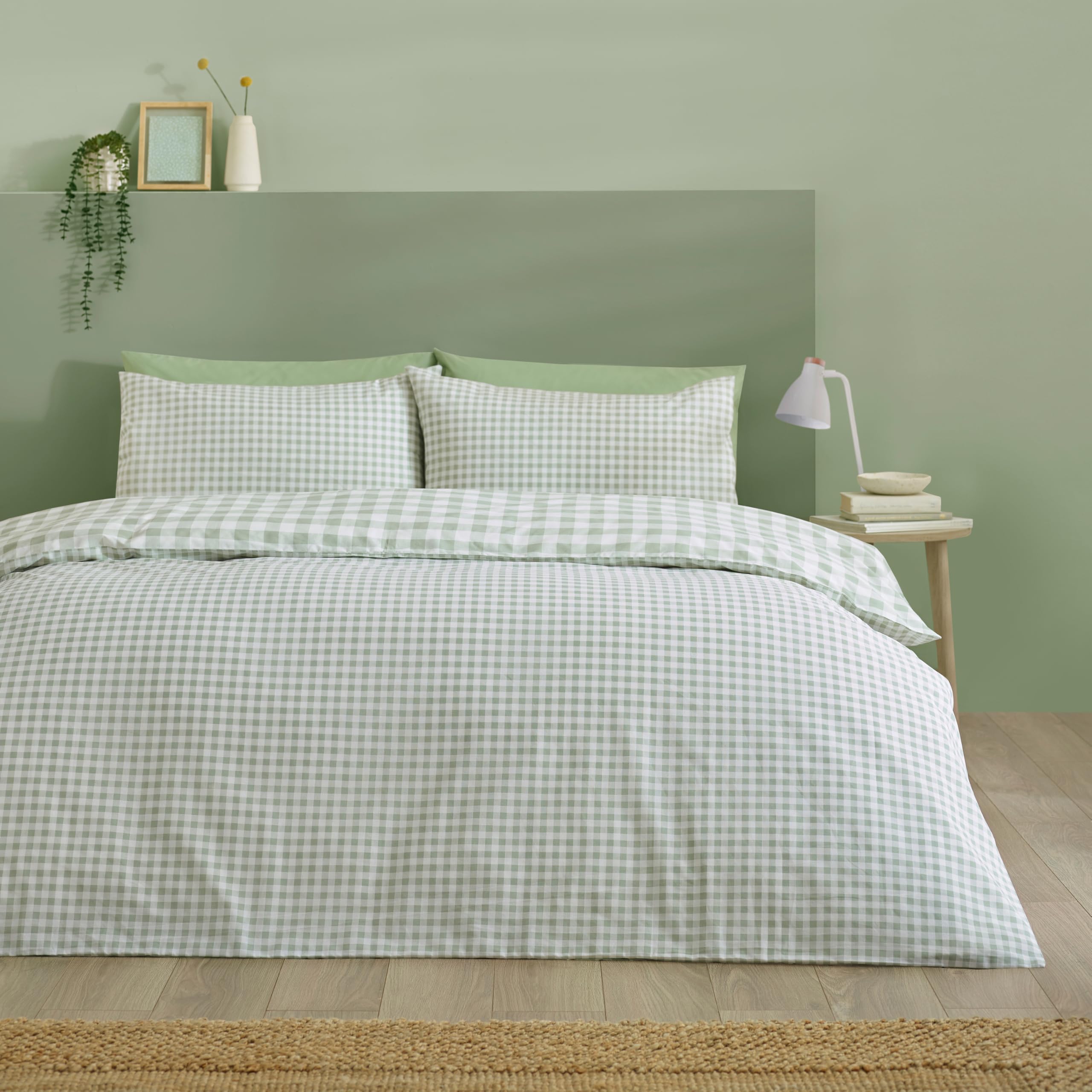 Catherine Lansfield (Single, ) Bamford Gingham Check Duvet Cover Set Bedding Set Green